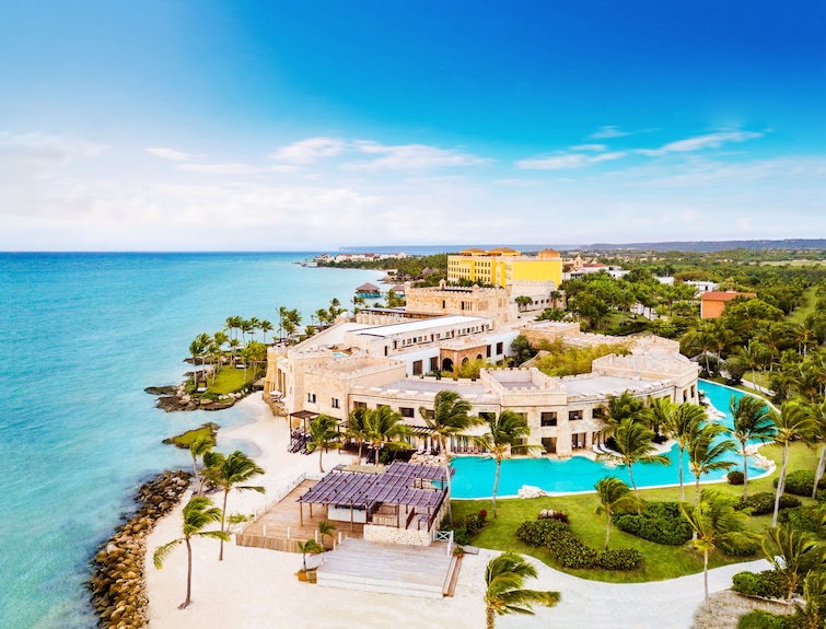 Sanctuary Cap Cana Luxury Collection adults-only resort with beachfront pools and elegant colonial-style architecture in Punta Cana.
