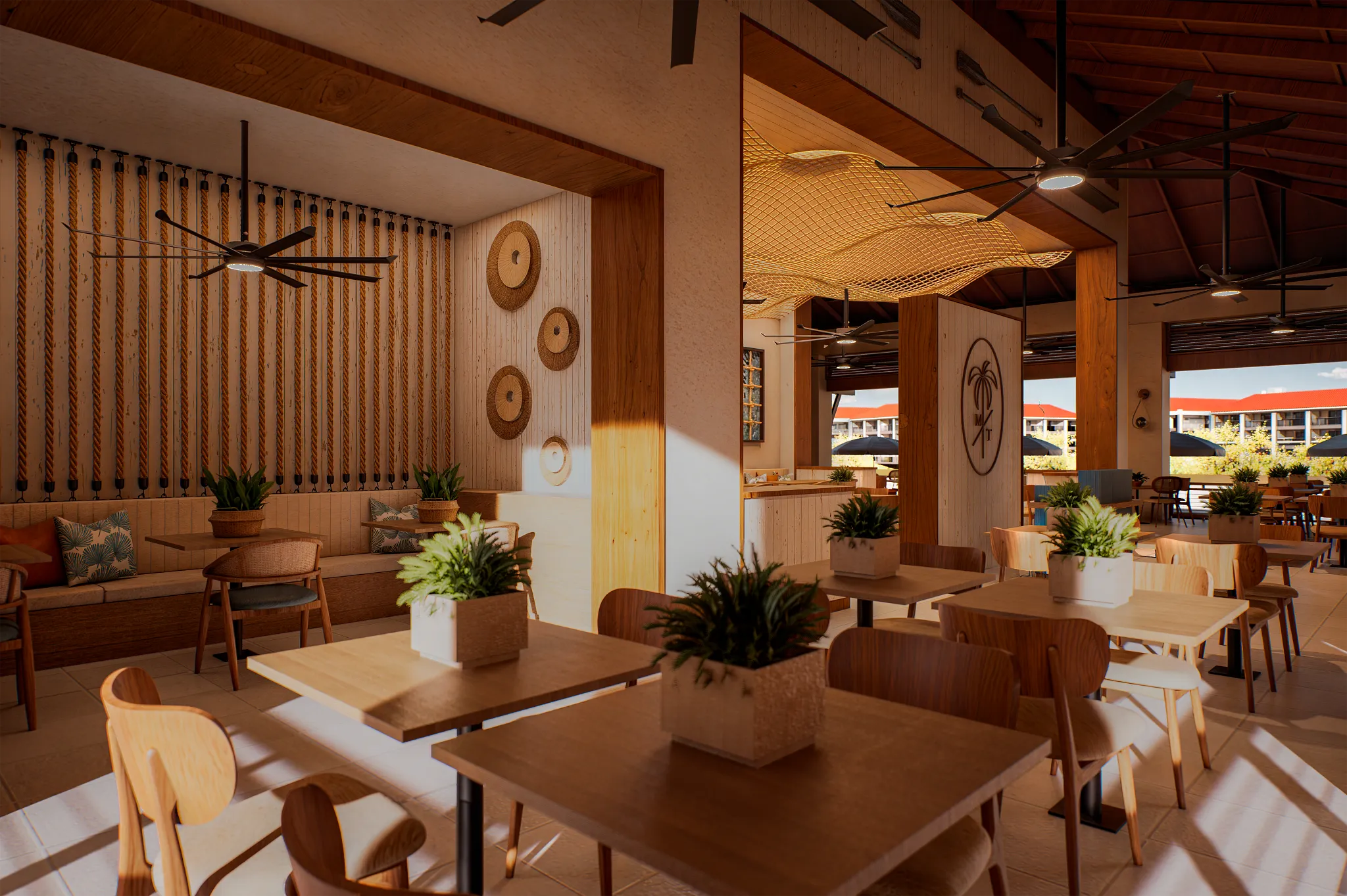 Terramar restaurant at Hyatt Vivid Punta Cana featuring an ocean-view dining setting, modern coastal design, and an open-air atmosphere.